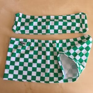 Lacoste two-piece green gingham swimsuit 🦚